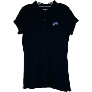 Detroit Lions Polo Shirt Black Fitted 100% Cotton